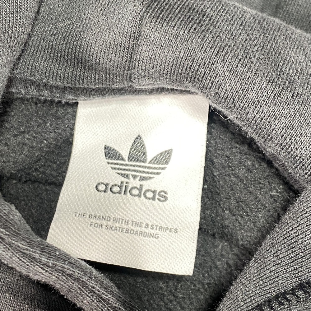 Adidas Hoodie Mens Large Black Dill Pullover Skateboarding Trefoil Patch Graphic - Picture 3 of 16